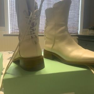Sam Edelman lace up  and side zip booties ivory..worn once